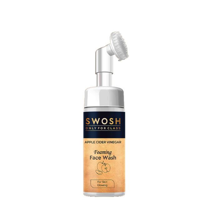 SWOSH Apple Cider Vinegar Foaming Face Wash With Exfoliating Silicone Face Brush(Built-In) 100 ml (3.38 fl oz) For Women and Men