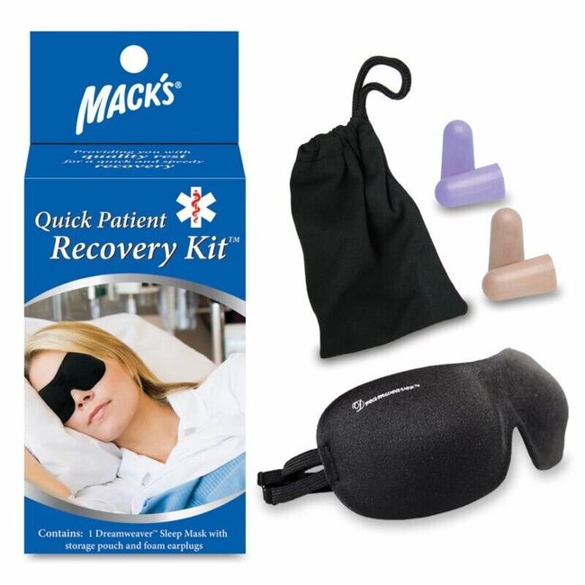 Mack’s Quick Patient Sleep Mask Recovery Kit Sleep Travel Washable FREE Earplugs