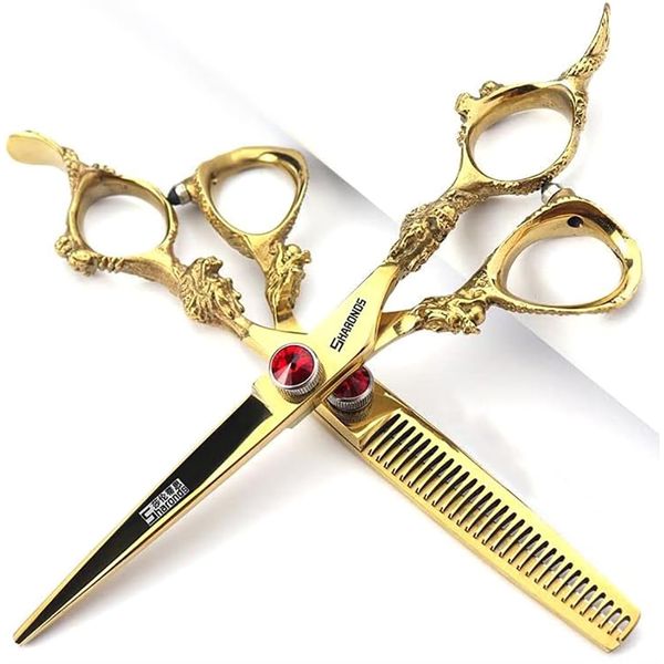 6 Inch Professional Hairdressing Scissors Set, Hair Clipper/Family Stainless Steel Hair Clipper (6 Inch Gold Set)