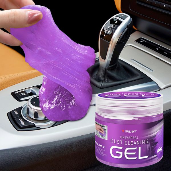 FiveJoy Car Cleaning Gel, 200g Car Cleaning Putty for Detailing Interior Cleaner, Dust Cleaning Slime for Cars, Keyboards & Electronics – Reusable Odorless Car Cleaning Supplies, Purple, 1 Pack 7oz