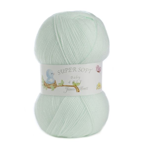 James Brett 100% Acrylic Baby 4 Ply Knitting Yarn Supersoft Knit Wool 100g (Pale Mint - BY1)