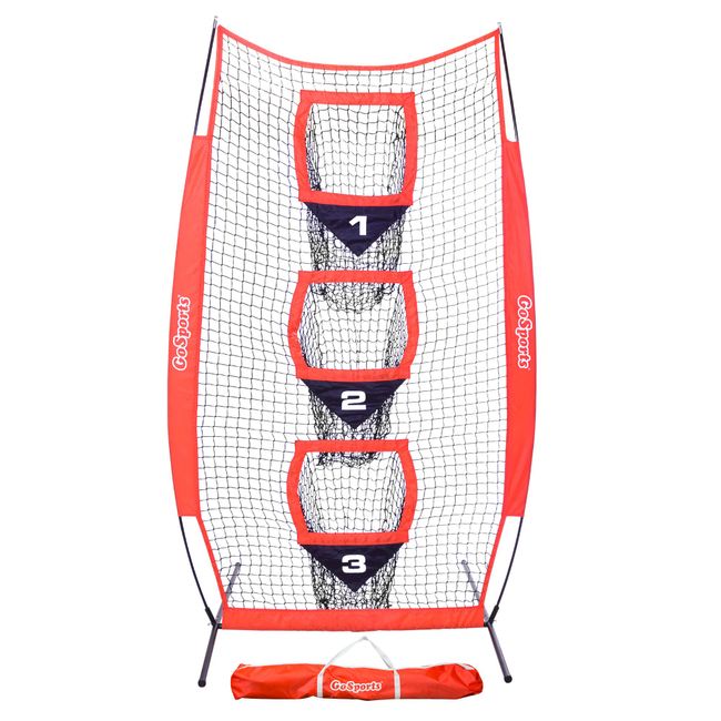 GoSports 8 ft x 4 ft Football Training Vertical Target Net - Improve QB Throwing Accuracy - Includes Bow Type Frame and Portable Carry Case