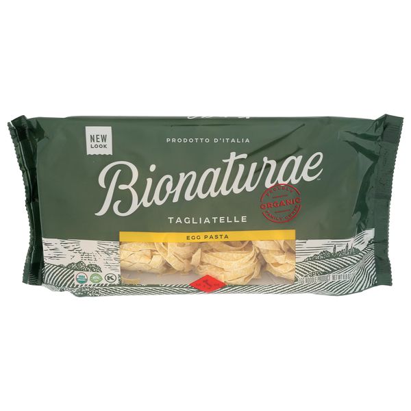 Bionaturae Organic Traditional Egg Tagliatelle Pasta - Durum Wheat Semolina, Kosher, 7g Protein per Serving, Non-GMO, USDA Certified Organic, Crafted in Italy - 8.8 Oz