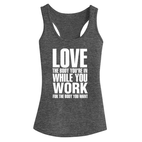 FANNOO Workout Tank Tops for Women-Womens Inspirational Funny Saying Fitness Gym Racerback Sleeveless Shirts Grey