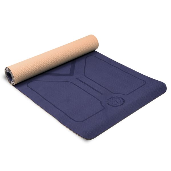 Atasan k4 Karma TPE Centerline Yoga Mat 6mm, Rahul: Navy + Yellow