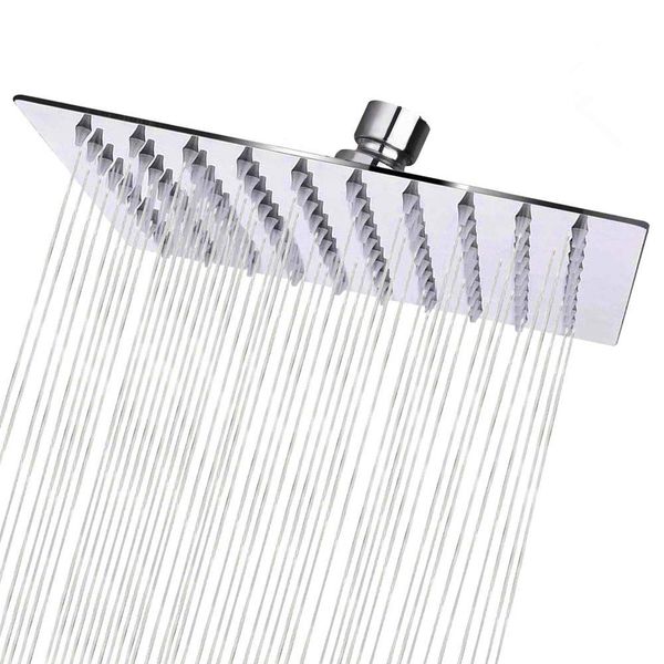 Rain Shower Head, 8 Inch Square Rainfall Showerhead, 304 Stainless Steel Fixed Shower Head with 120 Silicone Jets, for Easy Installation Lush Shower Experience