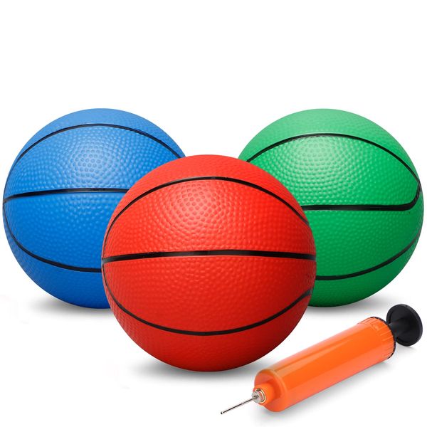 6" Mini Basketball Toy for Mini Hoops, 6 Inch Mini Pool Balls for Swimming Pool Infltable Hoops, Small Basketball For Over The Door Basketball Hoop, PVC Beach Balls for Kids Toddler Indoor 3 Pack