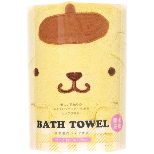 Skater TODR1-A Sanrio Water Absorption Quick-Drying Bath Towel Pompompurin Length 23.6 x 47.2 inches (60 x 120 cm)