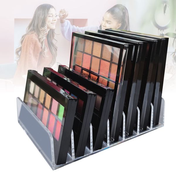 Acrylic Clear Eyeshadow Palette Organizer 7 Sectons Makeup Palette Organizer for Bathroom Countertops,Vanities