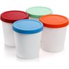 FOUR Ice Cream Containers- 1 Quart Freezer Storage Tubs with Silicone Lids