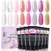 ETYJO Poly Gel Nail Kit, 8 Colours 15 ml Poly Gel Nails Set Nude Pink Gold Gel Nail Builder for Nail Extension, Poly Gel for Beginners Home DIY Salon Art Nails DIY Home