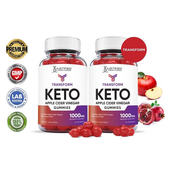 Trasnform Keto ACV Gummies 1000MG Apple Cider Vinegar 120 Gummys