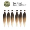 DT CHERYL Pre Stretched Braiding Hair, 6 Pack golden Braided Hair extension 26 inches Synthetic EZ Braid Hot Water Styling Braid Yaki Texture Pre-stretched Hair for Braiding Braids 1B/27/613
