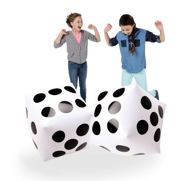 Novelty Place 13" Jumbo Inflatable Dice, Pack of 2, White and Black Giant Dice for Indoor and Outdoor Broad Game, Ludo and Pool Party…