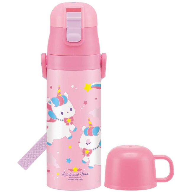 Skater SKDC4 Children's 2-Way Stainless Steel Water Bottle with Cup Unicorn 15.2 fl oz (430 ml) for Girls