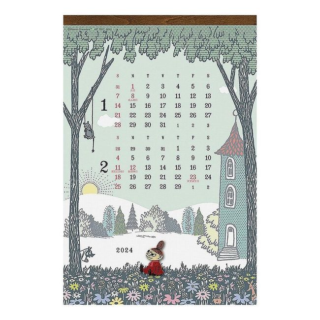 2024 Wood Parts/Moomin (Wall Hanging) Calendar No. 190