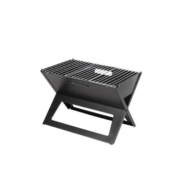 Fire Sense Black Notebook Charcoal Grill | Heavy Duty 14 Inch Steel Construction | For Outdoor Barbecues, Camping, Tailgating, Traveling | Charcoal Rack and Folding Grill Included | Foldable