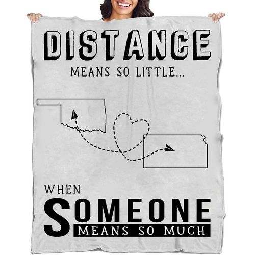 Mothers Day Blanket Gift Oklahoma Kansas Distance Gift from Daughter Son - Distance Means So Little When Someone Means So Much OK KS - Soft Fleece Throw Blanket 50x60''