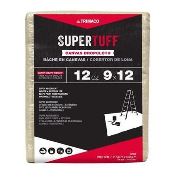 Trimaco 51201 12 oz. Cotton SuperTuff Heavy Duty Canvas Drop Cloth 12 x 9 ft.