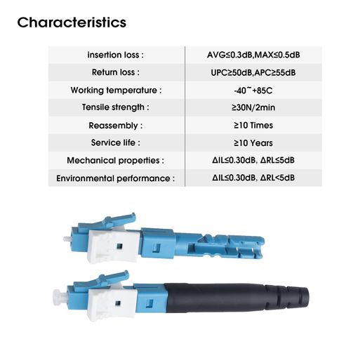 Xunsomten - 20 pcs LC Singlemode Fiber Optic Quick Assembly Connector Fiber Optic Fast Connectors Singlemode 9/125 Mechanical Connectors Adapter for 0.9/2.0/3.0/2.0 * 3.0mm Singlemode Fiber Cable