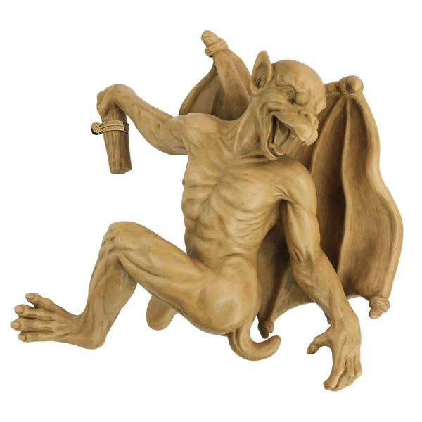 Design Toscano NG32115 Gaston the Gothic Gargoyle Climber Hanging Statue, Large, 16 Inch, Polyresin, Gothic Stone