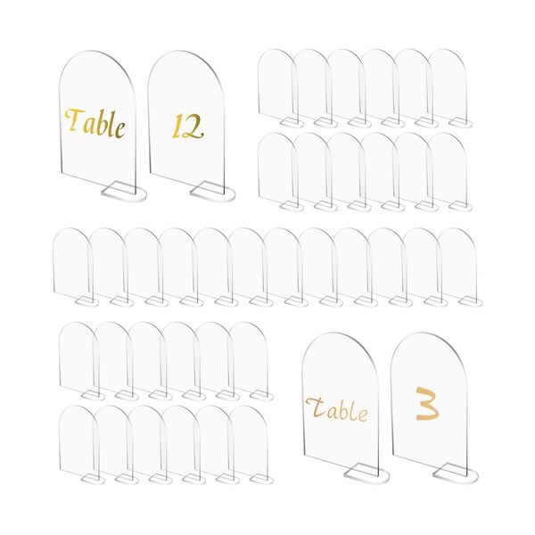 CDIYTOOL 20Pcs Clear Arch Acrylic Sign with 20pcs Stand, Acrylic Blank Plate Seating Cards Arched Round Top Guest Names Cards Table Numbers for Wedding Party Event Decor (20pcs arched)