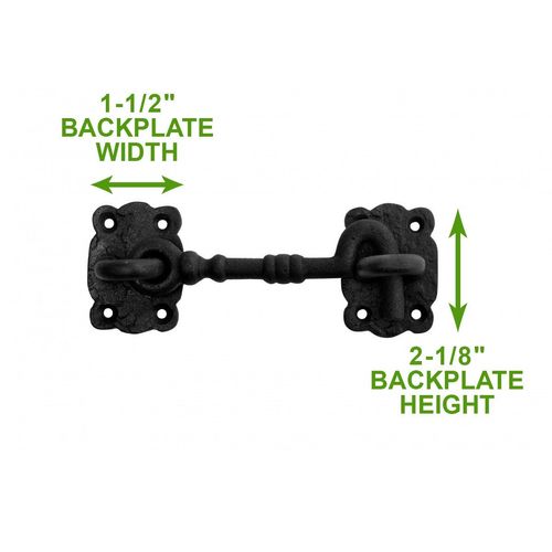 Renovators Supply Manufacturing Door Latch Lock 5.5 in. Black Wrought Iron Hook and Eye Latch for Door with Mounting Hardware