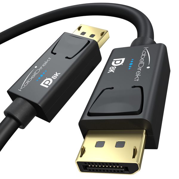 CableDirect – 8K DisplayPort & DP Cable, Special A.I.S. Shielding & Official VESA Certification – 6ft (for DP 1.4 Gaming PCs/laptops/Graphics Cards/Monitors, Supports 4K@120Hz, 144Hz/165Hz/240Hz)