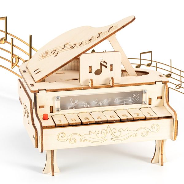 CYAZOO 3D Wooden Puzzle for Adults-Magic Piano That Can be Really Play-Decoration Music Box Model Wooden Building Kits-Unique Gift for Kids Teens Men Women on Birthday Christmas