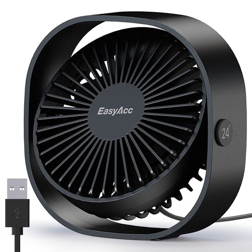 EasyAcc USB Small Desk Fan, Slumber Pod Fan [360°Rotatable Head &Powerful ] 3 Speeds Portable Personal Table Travel Fan for Sleeping Desk Cruise Ship Dorm Bedroom Office Office (No Battery)