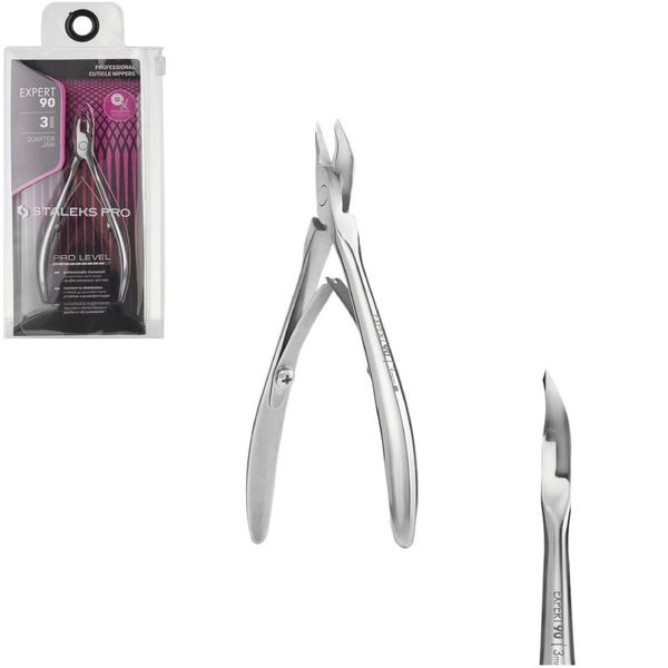 STALEKS PRO Professional Cuticle Nippers Blade 3 mm Quarter Jaw - Expert NE-90/3