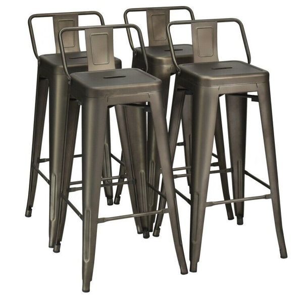 Stools 30 Inch Height Counter Chairs Gun Set of 4 Barstools with removable feet