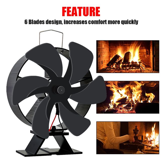 4 Blade Heat Powered Stove Fan Log Wood Burner Eco Friendly Quiet