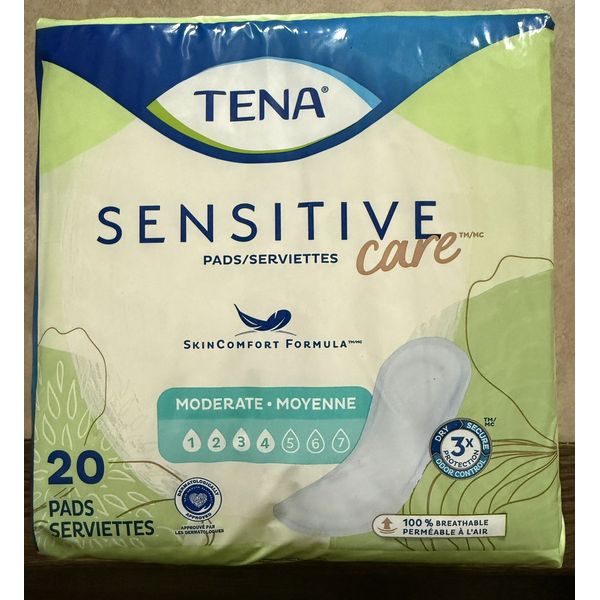 Tena Sensitive Care Pads Moderate Absorbency 20 Count- TWO PACK