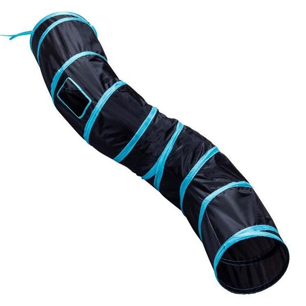 Foldable S-Shaped Cat Tunnel - The Ultimate Play Haven For Your Feline Friend! - Blue Black