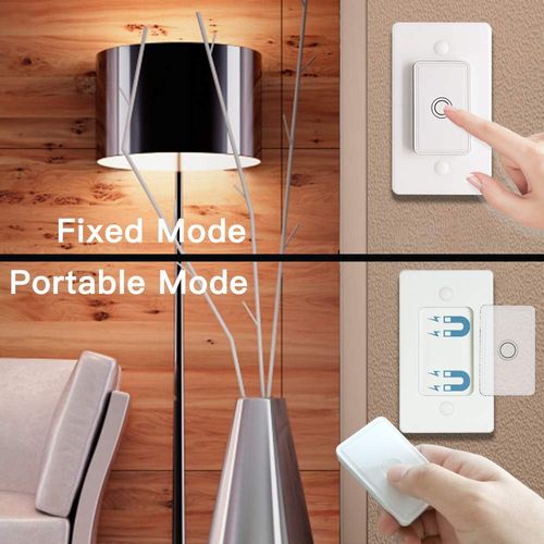 LoraTap Mini Remote Control Outlet Plug Adapter with Remote Wall Switch, 656ft Range Wireless Remote Control for Indoor Lamps and Household Appliances, No Hub Required, 10A/1100W, White