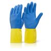 2 COLOUR HEAVYWEIGHT GLOVE YELLOW/BLUE L