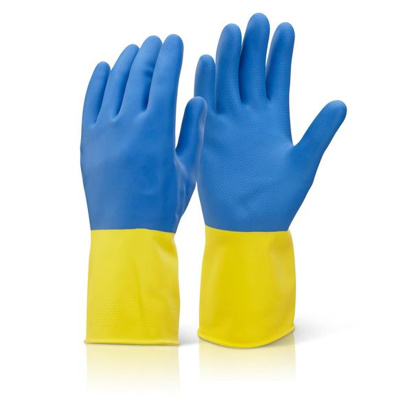 2 COLOUR HEAVYWEIGHT GLOVE YELLOW/BLUE L
