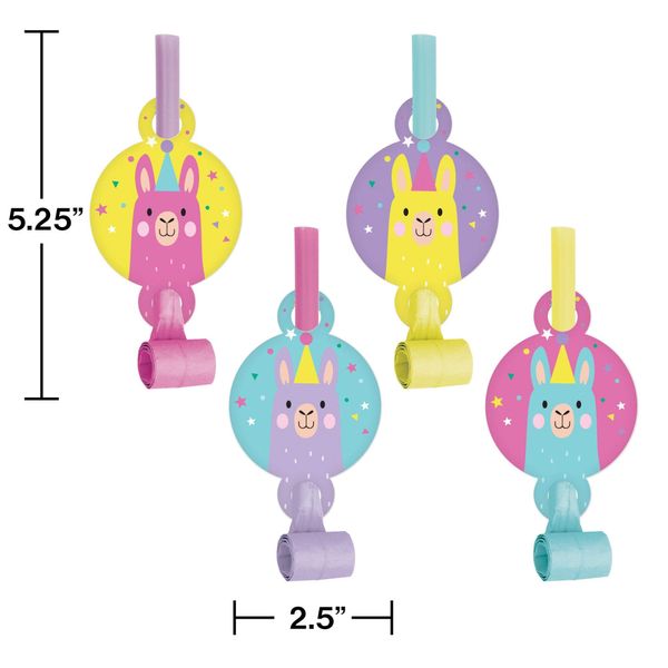 Club Pack of 48 Yellow and Purple Llama Party Noisemakers 5.25"