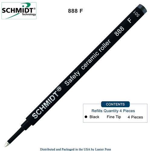 Safety Ceramic 888 Rollerball Fine Tip Refill (Black Fine Refill (Pack of 4)