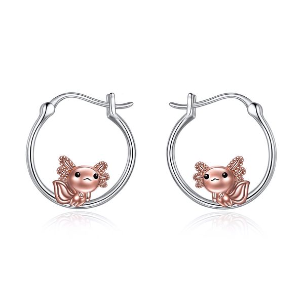 Axolotl Hoop Earrings for Women 925 Sterling Silver Axolotl Jewelry for Girls Mom Sister