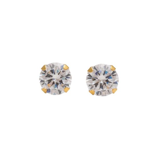 Sensitive gold plated 7 mm cubic zirconia cartilage earring stud hypoallergenic surgical steel baby earrings for women