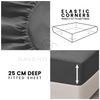 Fitted Bed Sheets King Size (150x200 cm) - Breathable Fitted Sheet 25cm(10") Deep - Elasticated Corners Bottom Sheet - Charcoal
