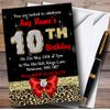 Red Diamond and Leopard Print 10Th Birthday Party Personalised Invitations