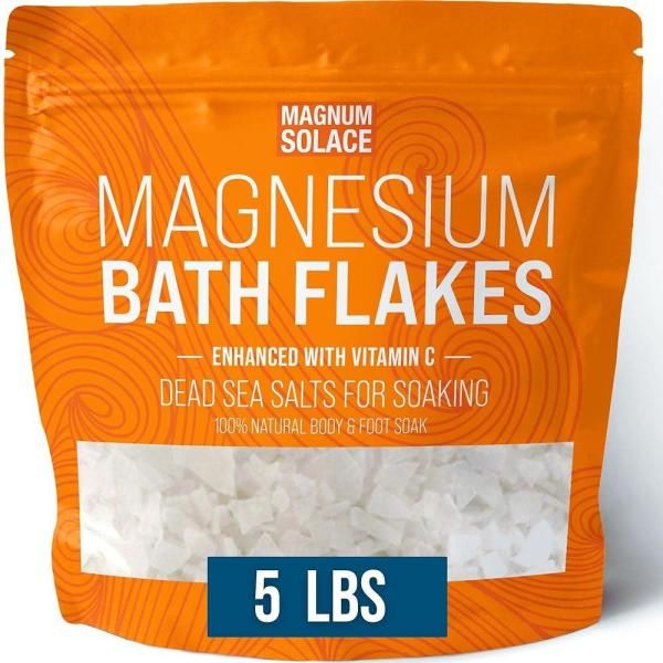 Magnum Solace Bath Magnesium Flakes for BathingChloride FlakesDead Sea Salt for SoakingVitamin C Cree