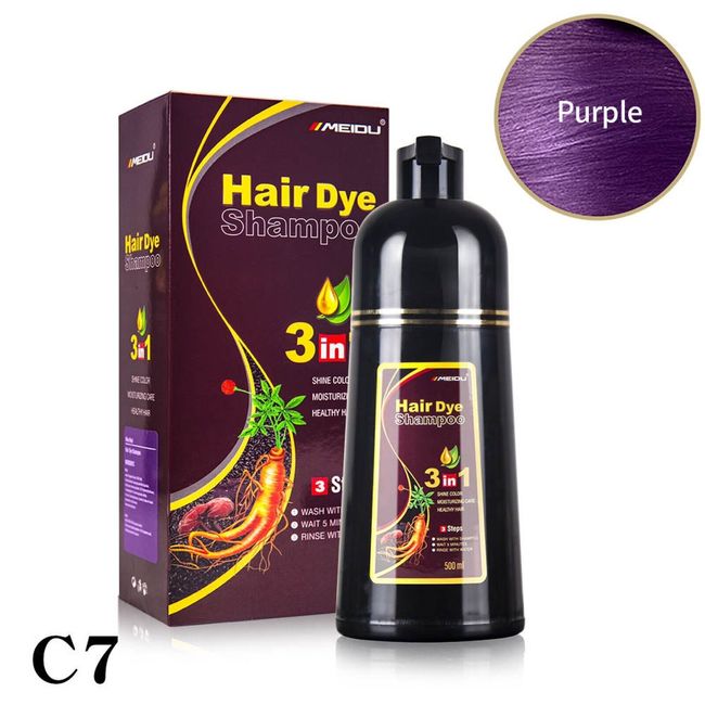 MEIDU 3in1 Hair Dye Color Shampoo 500mL (PURPLE)+FREE USPS PRIORITY SHIP+US SELL