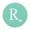 PopSockets White Initial Letter R heart Monogram on Pastel Mint Green PopSockets Swappable PopGrip