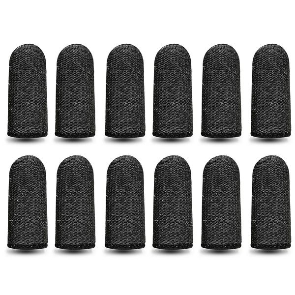 RIVIEVAL 12 Pieces Finger Cots, Reusable Thumb Protector Non Slip Finger Protectors Breathable Finger Cots Cut Resistant Protection for Work, Kitchen, Garden, Sculpture (Black)…