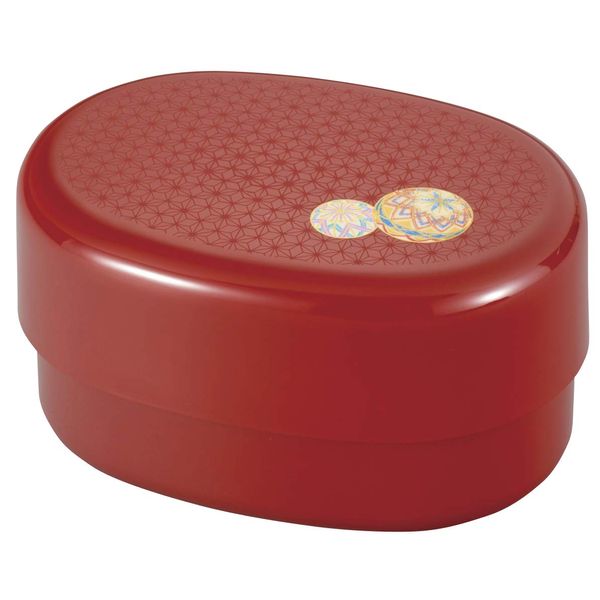 Miyamoto Sangyo Bento Box, Vermilion, Upper Level, 8.3 fl oz (210 ml), Lower Level, 12.5 fl oz (370 ml), Kaga Temari Oval