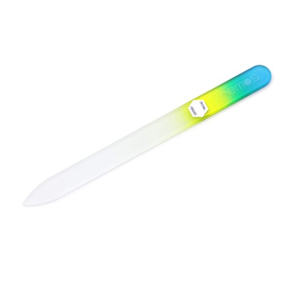 REMOS Nail File made of real tempered glass - double-sided blue-green-yellow